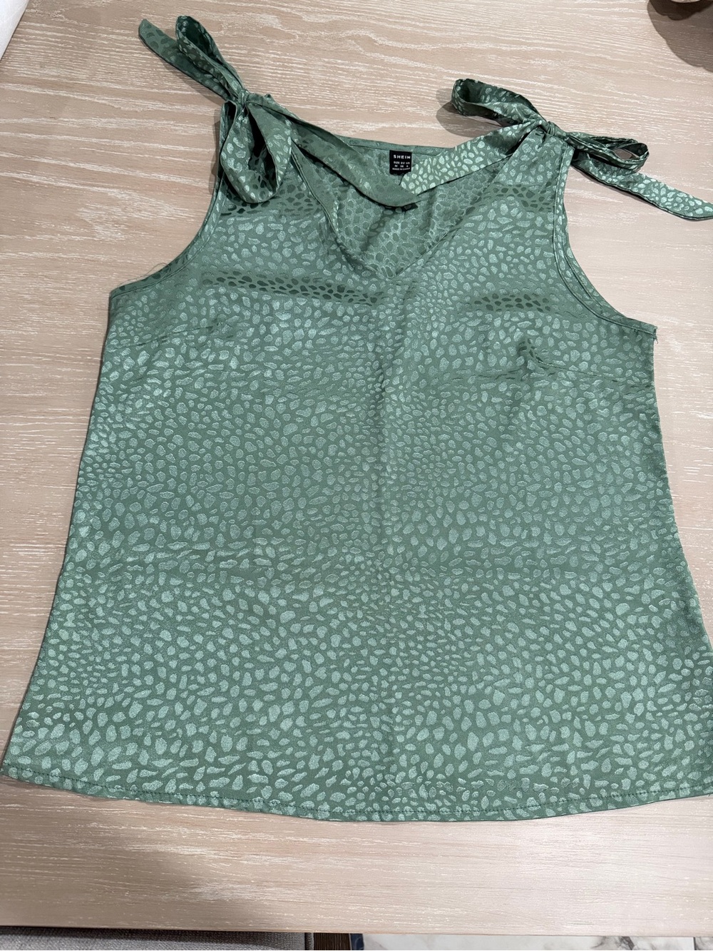 SHEIN Sage Green Tie-Shoulder Satin Camisole